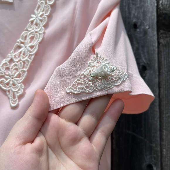Vintage Dawn Joy Pink‎ Lace Collar Button-Down Dress - Picture 6 of 15